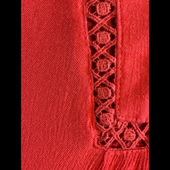 Gap Chic Top Blouse Size XS Crochet Lace Crinkle Crepe Boho Summer relaxed - Picture 7 of 13